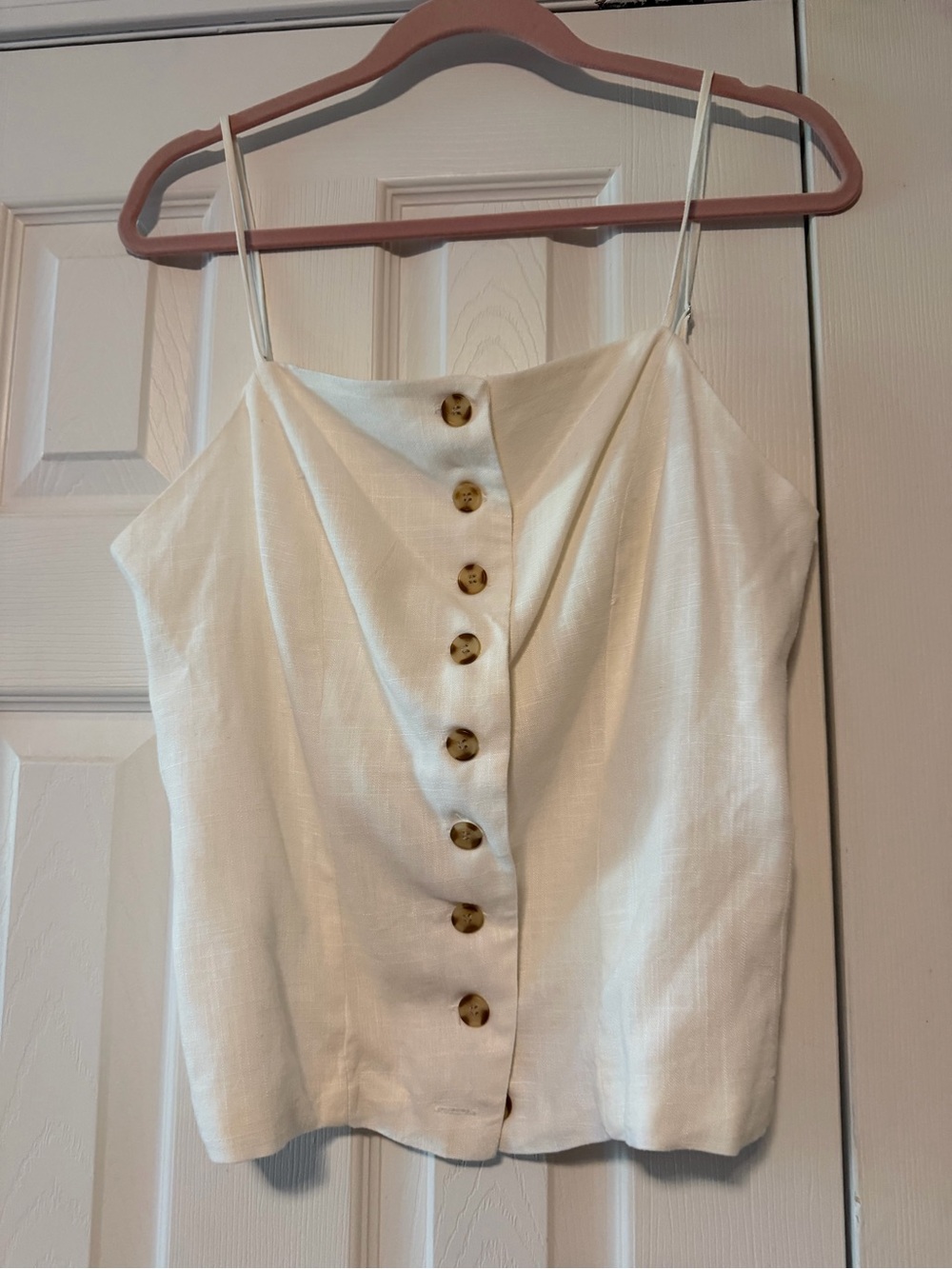Fashion Nova Cream Button-Front Spaghetti Strap Cami RUNS SMALL fits like a MED